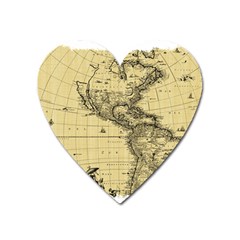 Map Vintage Old Ancient Antique Heart Magnet by Sudhe