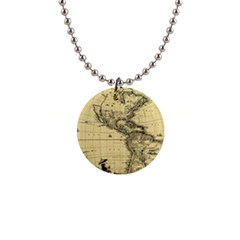 Map Vintage Old Ancient Antique 1  Button Necklace by Sudhe