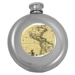 Map Vintage Old Ancient Antique Round Hip Flask (5 Oz) by Sudhe