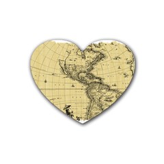 Map Vintage Old Ancient Antique Heart Coaster (4 Pack)  by Sudhe