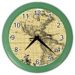 Map Vintage Old Ancient Antique Color Wall Clock by Sudhe