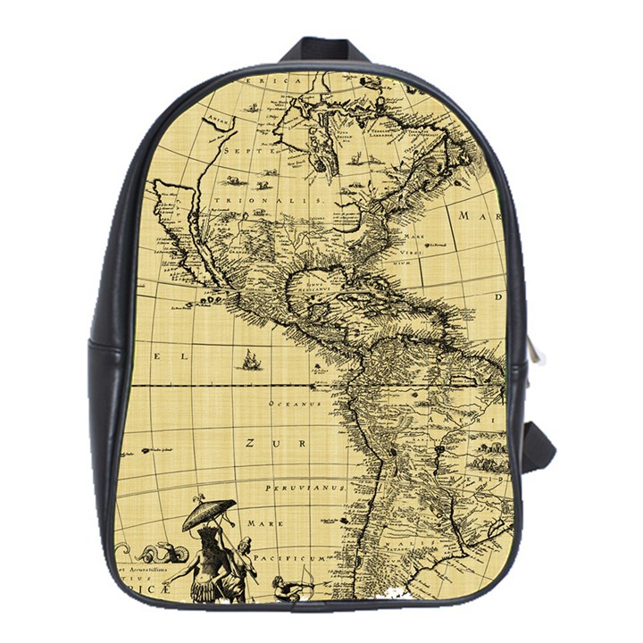 Map Vintage Old Ancient Antique School Bag (XL)