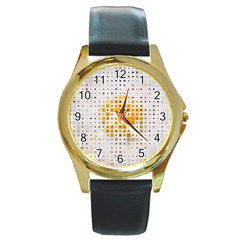 Abstract Art Art Artificial Flowers Round Gold Metal Watch by Wegoenart