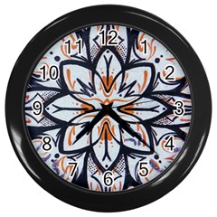 White Black And Orange Illustration Wall Clock (black)