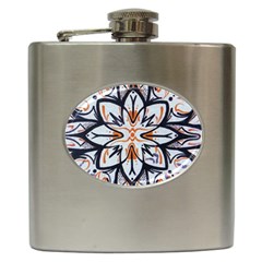 White Black And Orange Illustration Hip Flask (6 Oz) by Wegoenart