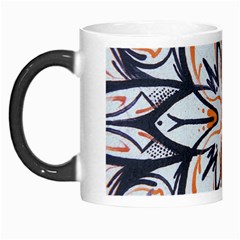 White Black And Orange Illustration Morph Mugs by Wegoenart