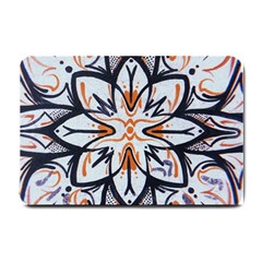 White Black And Orange Illustration Small Doormat  by Wegoenart