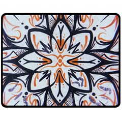 White Black And Orange Illustration Fleece Blanket (medium)  by Wegoenart