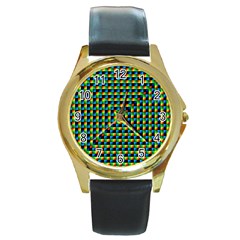 Kaleidoscope Art Unique Design Round Gold Metal Watch by Wegoenart