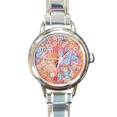 Art Beautiful Flowers Flames Generative Art Round Italian Charm Watch by Wegoenart