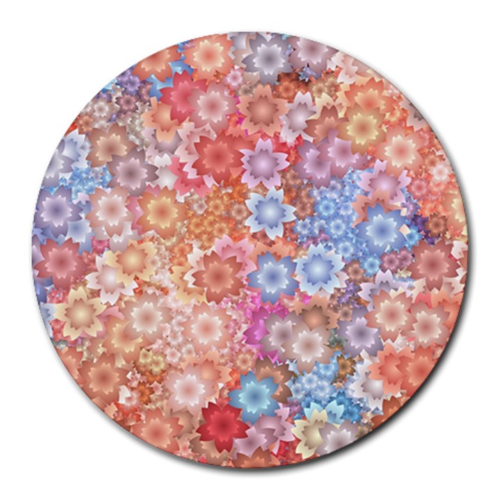 Art Beautiful Flowers Flames Generative Art Round Mousepads