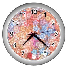 Art Beautiful Flowers Flames Generative Art Wall Clock (silver) by Wegoenart