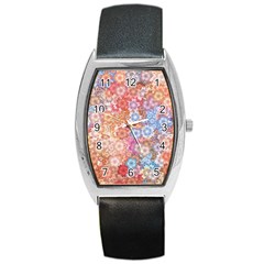 Art Beautiful Flowers Flames Generative Art Barrel Style Metal Watch by Wegoenart