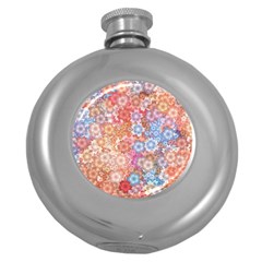 Art Beautiful Flowers Flames Generative Art Round Hip Flask (5 Oz) by Wegoenart