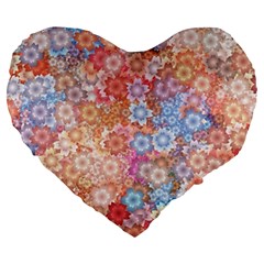 Art Beautiful Flowers Flames Generative Art Large 19  Premium Flano Heart Shape Cushions by Wegoenart