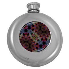 Abstract Animated Ornament Background Fractal Art Round Hip Flask (5 Oz) by Wegoenart