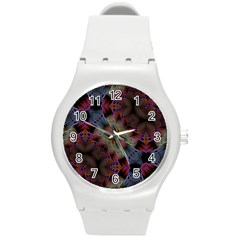 Abstract Animated Ornament Background Fractal Art Round Plastic Sport Watch (m) by Wegoenart