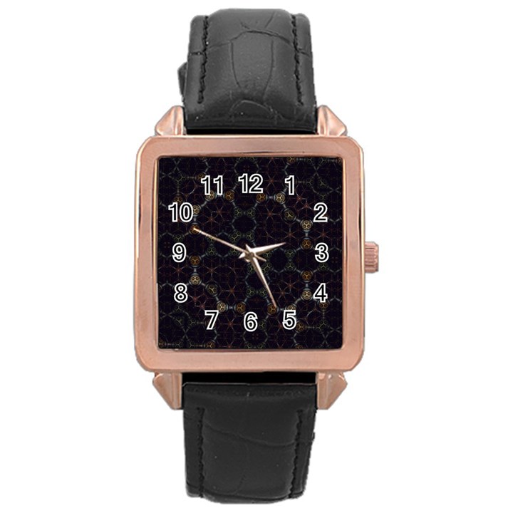 Abstract Animated Ornament Background Fractal Art Rose Gold Leather Watch 