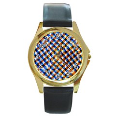 Kaleidoscope Art Unique Design Round Gold Metal Watch by Wegoenart