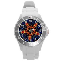 Kaleidoscope Art Unique Design Round Plastic Sport Watch (l) by Wegoenart