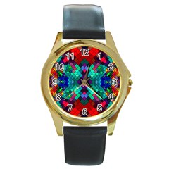 Abstract Art Background Design Round Gold Metal Watch by Wegoenart