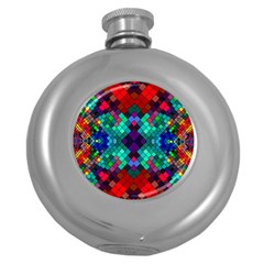 Abstract Art Background Design Round Hip Flask (5 Oz) by Wegoenart