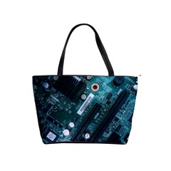 Green And Black Computer Motherboard Classic Shoulder Handbag by Wegoenart