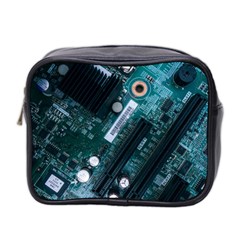 Green And Black Computer Motherboard Mini Toiletries Bag (two Sides) by Wegoenart