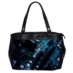 Green And Black Computer Motherboard Oversize Office Handbag by Wegoenart