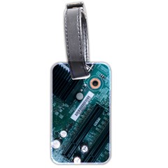 Green And Black Computer Motherboard Luggage Tag (two Sides) by Wegoenart