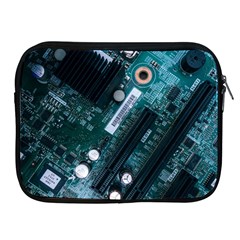 Green And Black Computer Motherboard Apple Ipad 2/3/4 Zipper Cases by Wegoenart