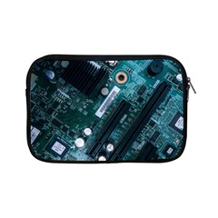 Green And Black Computer Motherboard Apple Ipad Mini Zipper Cases by Wegoenart