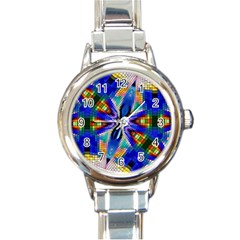 Art Kaleidoscope Meditation Mosaic Round Italian Charm Watch by Wegoenart