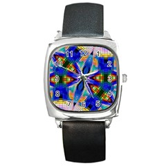 Art Kaleidoscope Meditation Mosaic Square Metal Watch by Wegoenart