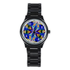 Art Kaleidoscope Meditation Mosaic Stainless Steel Round Watch by Wegoenart