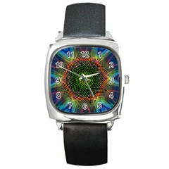 Kaleidoscope Art Unique Design Square Metal Watch by Wegoenart