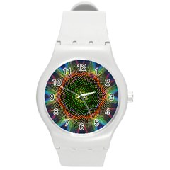 Kaleidoscope Art Unique Design Round Plastic Sport Watch (m) by Wegoenart