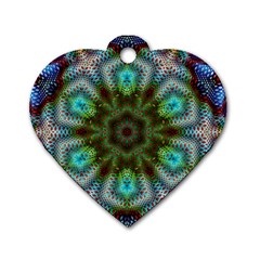 Abstract Art Background Flames Dog Tag Heart (one Side) by Wegoenart