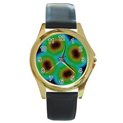 Kaleidoscope Art Unique Design Round Gold Metal Watch by Wegoenart