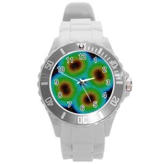 Kaleidoscope Art Unique Design Round Plastic Sport Watch (l) by Wegoenart