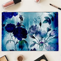 Wonderful Blue Flowers Cosmetic Bag (xxl) by FantasyWorld7