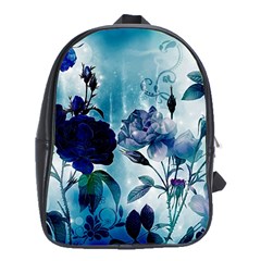 Wonderful Blue Flowers School Bag (xl) by FantasyWorld7