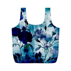 Wonderful Blue Flowers Full Print Recycle Bag (m) by FantasyWorld7