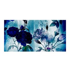 Wonderful Blue Flowers Satin Wrap by FantasyWorld7