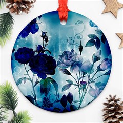 Wonderful Blue Flowers Ornament (round) by FantasyWorld7