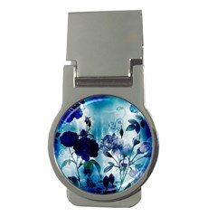 Wonderful Blue Flowers Money Clips (round)  by FantasyWorld7