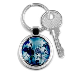 Wonderful Blue Flowers Key Chain (round) by FantasyWorld7