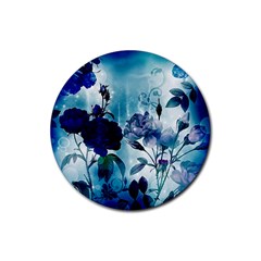 Wonderful Blue Flowers Rubber Coaster (round)  by FantasyWorld7