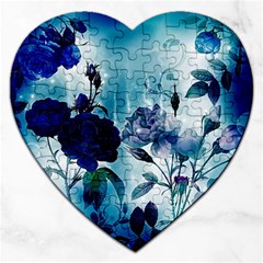 Wonderful Blue Flowers Jigsaw Puzzle (heart) by FantasyWorld7