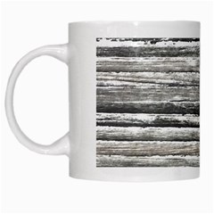 Striped Grunge Print Design White Mugs by dflcprintsclothing